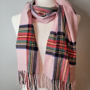 Elegant Pink Tartan Women's Scarf